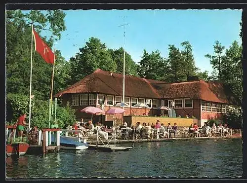 AK Ratzeburg, Restauration und Eis-Konditorei Gerhard Globert mit Terrasse am Wasser