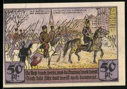 Notgeld Hamburg 1921, 50 Pfennig, Sportvereinigung St. Georg, Befreiung Hamburgs