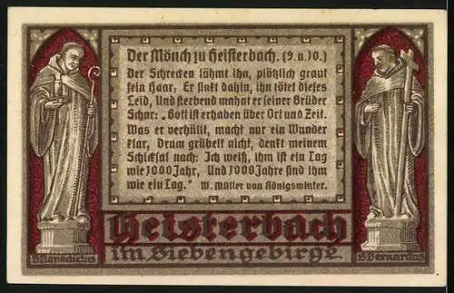Notgeld Heisterbach 1921, 75 Pfennig, Mönchtörchen in der alten Klostermauer