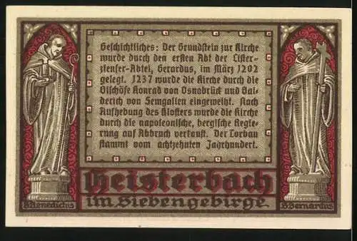 Notgeld Heisterbach 1921, 50 Pfennig, Torbau des Klosters