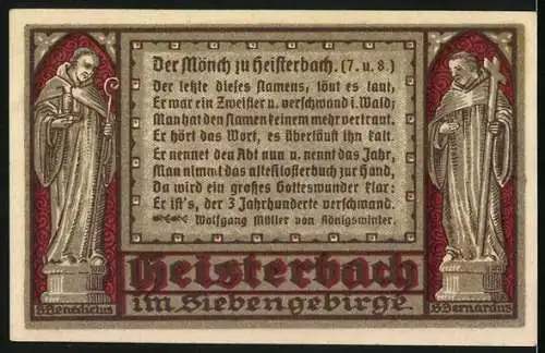 Notgeld Heisterbach 1921, 75 Pfennig, Gruft der früheren Abtei
