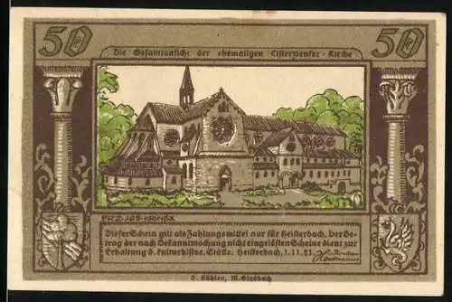 Notgeld Heisterbach 1921, 50 Pfennig, Ehemalige Cisterzienser-Kirche