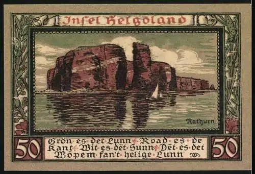 Notgeld Helgoland 1921, 50 Pfennig, Stadtwappen, Nathurn