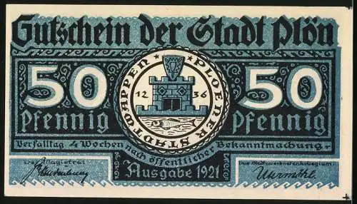 Notgeld Plön 1921, 50 Pfennig, Tyrann lässt Bürger umbringen