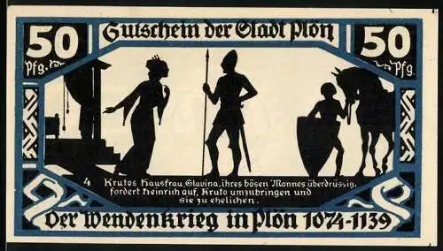 Notgeld Plön 1921, 50 Pfennig, Krutos Frau wünscht seinen Tod