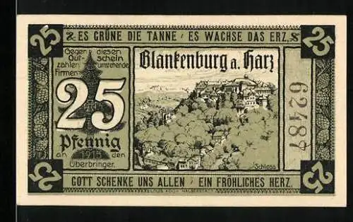Notgeld Blankenburg 1920, 25 Pfennig, Schloss