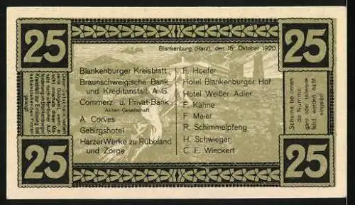 Notgeld Blankenburg 1920, 25 Pfennig, Schloss