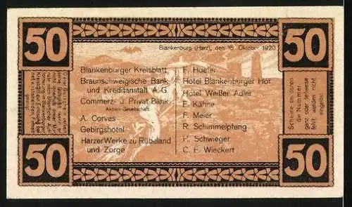 Notgeld Blankenburg 1920, 50 Pfennig, Tränkestrasse, Wilder Mann