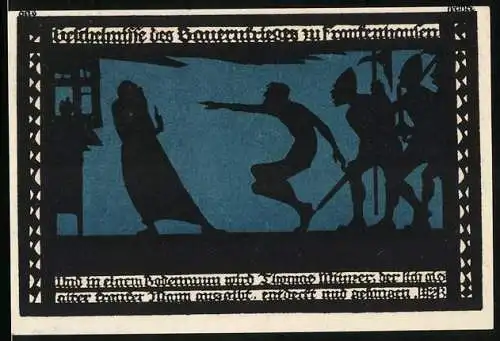 Notgeld Frankenhausen 1921, 50 Pfennig, Thomas Münzer wird entdeckt