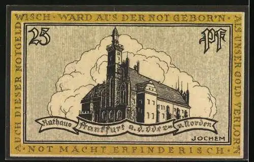 Notgeld Frankfurt, 25 Pfennig, Stadtwappen, Rathaus