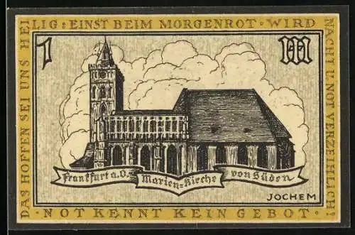 Notgeld Frankfurt, 1 Mark, Marienkirche, Stadtwappen