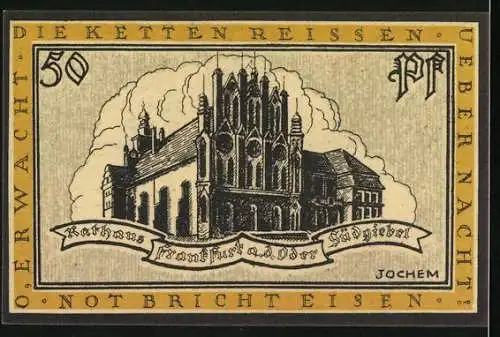 Notgeld Frankfurt, 50 Pfennig, Stadtwappen, Rathaus