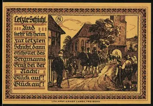 Notgeld Freiberg 1921, 75 Pfennig, Trauermarsch für Bergarbeiter