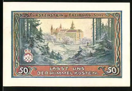 Notgeld Freiburg 1921, 50 Pfennig, Fürstenstein im Schnee