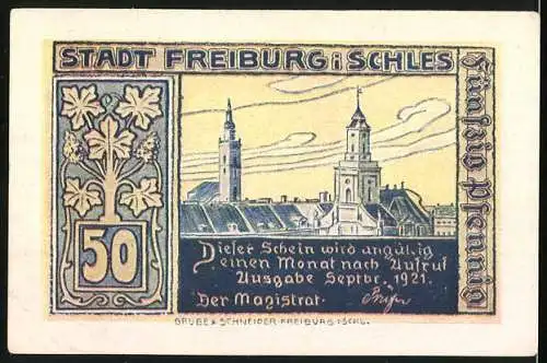 Notgeld Freiburg 1921, 50 Pfennig, Burghof der alten Burg