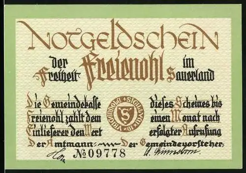 Notgeld Freienohl, 75 Pfennig, Spaziergänger im Ort