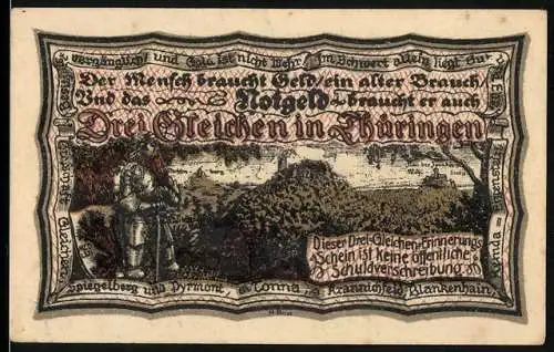 Notgeld Freudenthal 1918, 5 Groschen, Duell im Alördgarten, Ritter