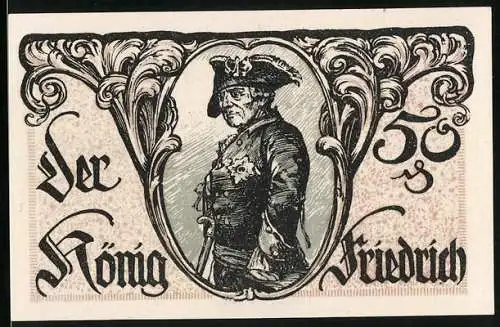 Notgeld Friedrichsbrunn 1921, 50 Pfennig, König Friedrich in Uniform