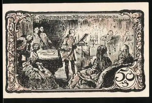 Notgeld Friedrichsbrunn 1921, 50 Pfennig, Flötenkonzert im Kgl. Schlosse zu Potsdam