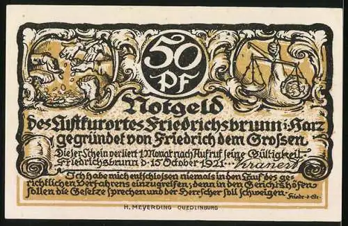Notgeld Friedrichsbrunn 1921, 50 Pfennig, Flötenkonzert im Kgl. Schlosse zu Potsdam