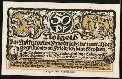 Notgeld Friedrichsbrunn 1921, 50 Pfennig, Tafelrunde im Schloss Sanssouci