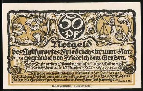 Notgeld Friedrichsbrunn 1921, 50 Pfennig, Der Königliche Dichter im Quartier