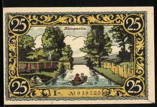 Notgeld Friesack 1921, 25 Pfennig, Ruderer auf dem Rhin