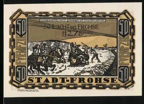 Notgeld Frohse 1921, 50 Pfennig, Schlacht bei Frohse 1278, Fahnenträger