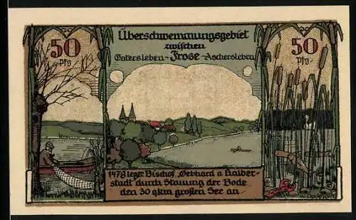 Notgeld Frose 1921, 50 Pfennig, Überschwemmungsgebiet, Preisrätsel