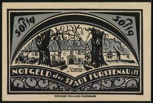 Notgeld Fürstenau 1921, 50 Pfennig, Eingang zum Schloss