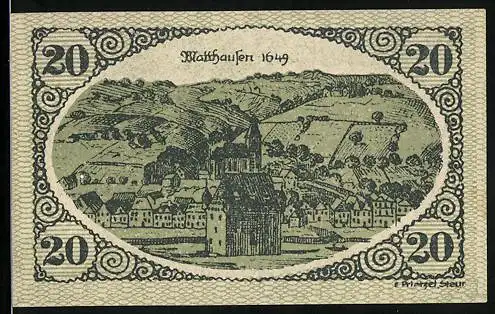 Notgeld Mauthausen, 20 Heller, Matthausen um 1649