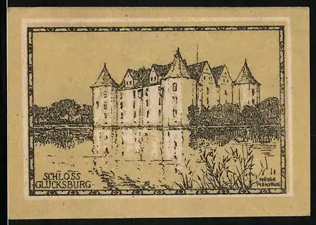 Notgeld Glücksburg, 25 Pfennig, Blick auf das Schloss