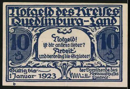 Notgeld Quedlinburg-Land 1923, 10 Pfennig, Sparkasse, Ornamente