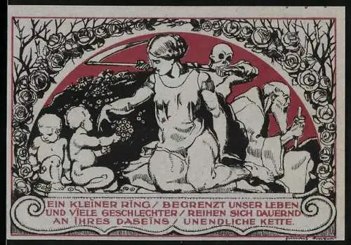 Notgeld Weimar, 50 Pfennig, Goethe-Portrait, Ein kleiner Ring..., Szenenbild