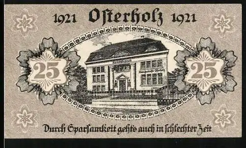 Notgeld Osterholz 1921, 25 Pfennig, Wappen, Kreishaus