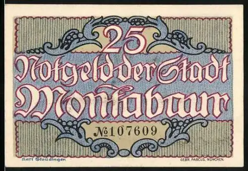 Notgeld Montabaur 1920, 25 Pfennig, Ornamente, Schloss