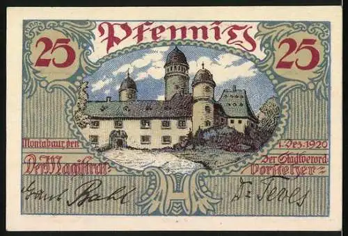 Notgeld Montabaur 1920, 25 Pfennig, Ornamente, Schloss