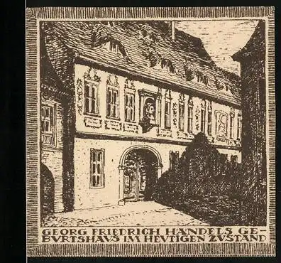 Notgeld Halle, 10 Pfennig, Geburtshaus Georg Friedrich Händels