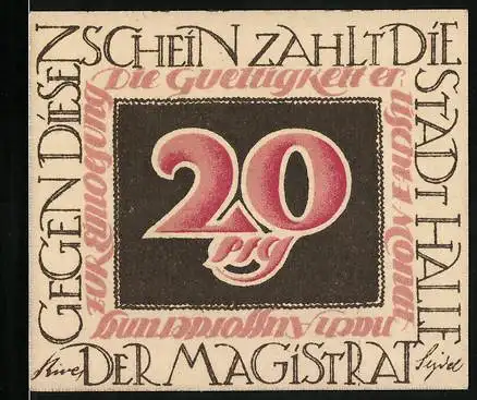 Notgeld Halle, 20 Pfennig, Portrait Christian Thomasius