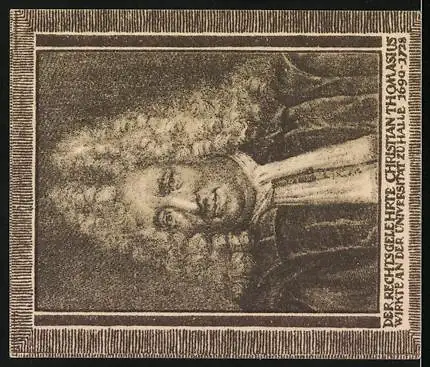 Notgeld Halle, 20 Pfennig, Portrait Christian Thomasius