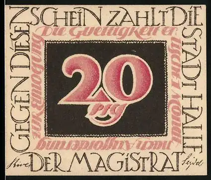 Notgeld Halle, 20 Pfennig, Portrait Georg Friedrich Händel