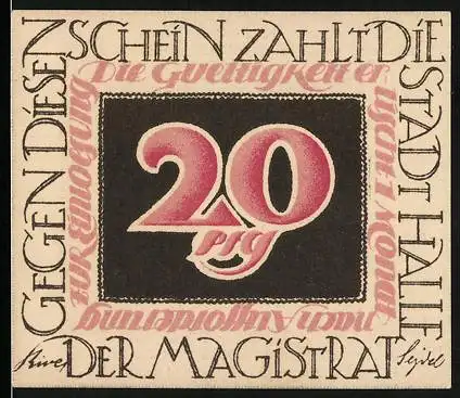 Notgeld Halle, 20 Pfennig, Portrait August Hermann Francke