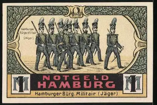 Notgeld Hamburg 1921, 1 Mark, Uhlenhorst, Jäger des Bürg. Militair