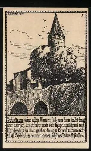 Notgeld Zörbig, 10 Pfennig, Schlossturm