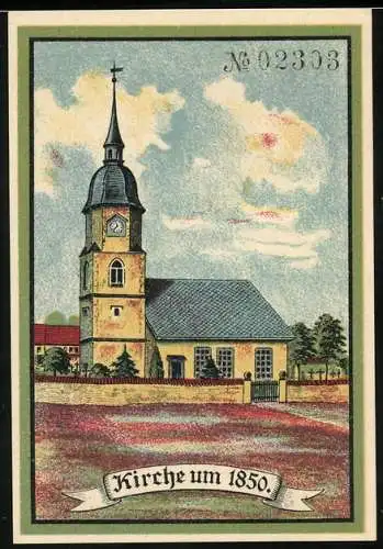 Notgeld Friedrichroda 1921, 50 Pfennig, Kirche um 1850