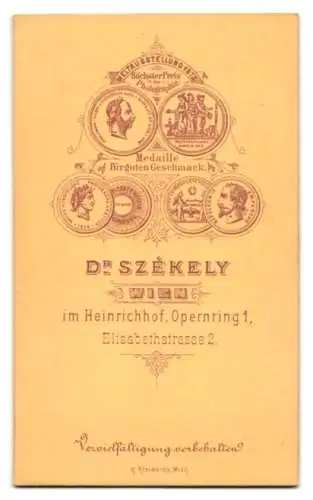 Fotografie Dr. Székely, Wien, Opernring 2, Ältere Dame mit opulenter Kopfbedeckung und Zierschleife