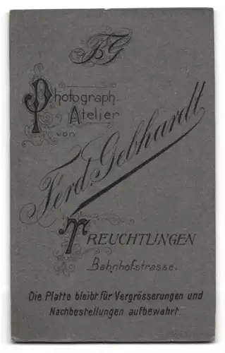 Fotografie F. Gebhardt, Treuchtlingen, Bahnhofstrasse, Elegante junge Dame mit gewelltem Haar, Bluse mit Zierelementen