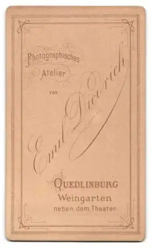 Fotografie Emil Diedrich, Quedlinburg, Weingarten, Bürgerliche Dame mit ihren zwei Kindern, im Sonntagsstaat