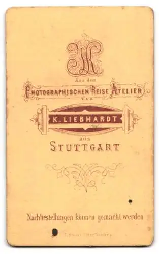 Fotografie K. Liebhardt, Stuttgart, Bürgerliche Dame mit aufwendig frisiertem Haar und dezenten Ohrringen