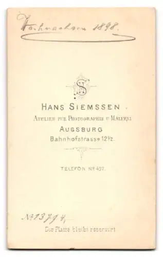 Fotografie Hans Siemssen, Augsburg, Bürgerlicher Herr mit kurzgeschorenen Haaren und Schnurrbart